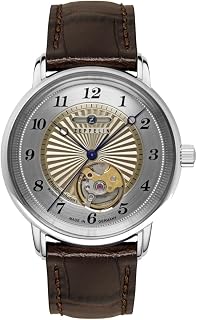 Zeppelin 8567-5 Damenuhr Friedrichshafen Automatik 36mm Silberfarben Leder Dunkelbraun 5ATM