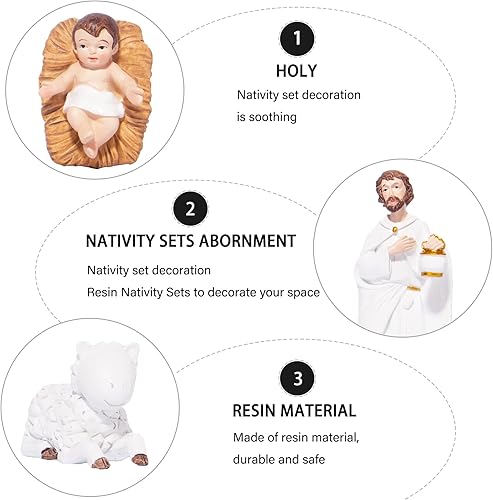 Miniatura 3 de Juegos de Belén para Navidad en interiores, belén pintado a mano para interiores de 7.5 pulgadas, decoración navideña, juego de 9 piezas