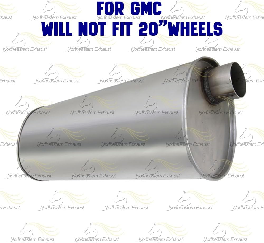 Exhaust Muffler Compatible for 2001-2006 GMC Yukon 6.0L | 2003-2006 Hummer H2 6.0L | Stainless Steel | Northeastern Exhaust | Free Clamps Included