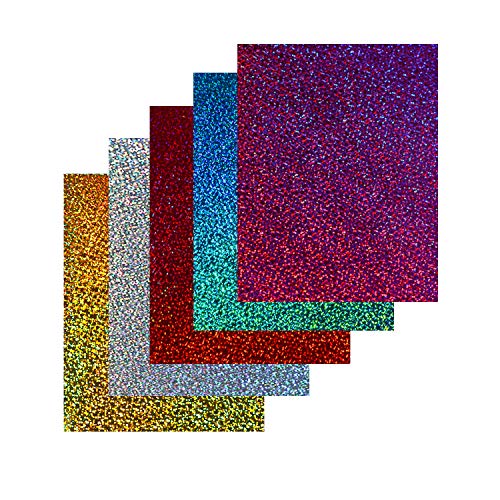 TECKWRAP Shining Laser Heat Transfer Vinyl Holographic Glitter Iron On Vinyl Sheets for T-Shirts and Iron On Vinyl 12"x10" 6 Sheets (Red HTV) - Thumbnail 6