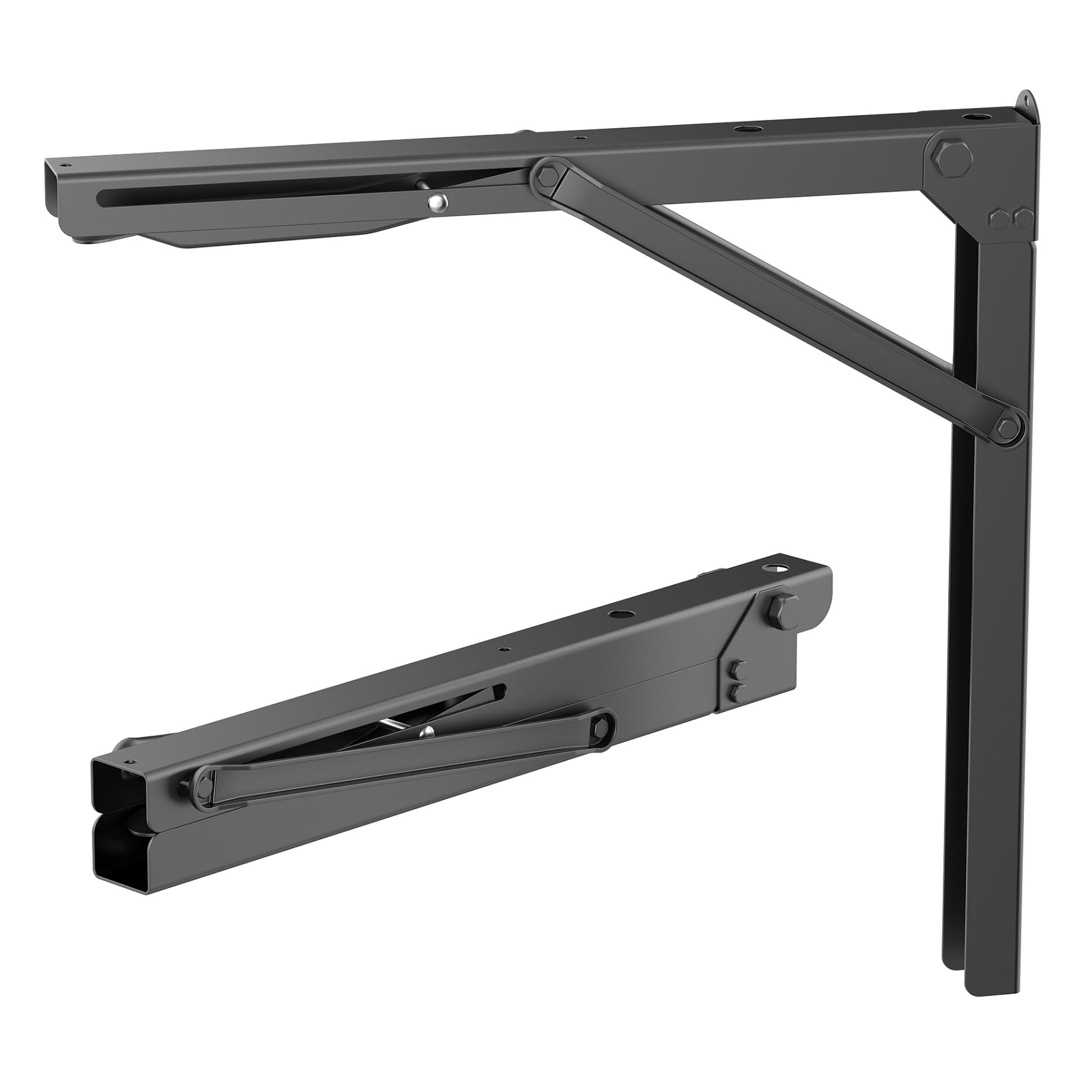 torack heavy-duty 18 inch folding wall shelf brackets, space-saving collapsible shelf brackets for garage, kitchen, laundry, 550 lbs capacity, wall-mounted support hinges for workbench/table