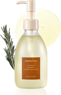Vitalizing Rosemary Pore Cleansing Oil – Double Cleanser & Makeup Remover, Oil-Based for Gentle Sebum Control with Fermented Moringa & Essential Oils (6.7 fl oz./200ml)