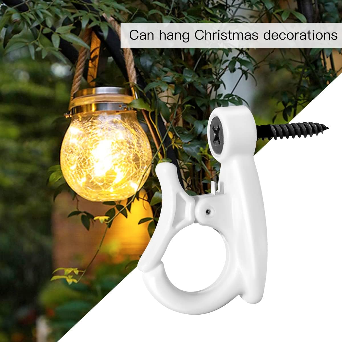 GEZIDEA Light Hanger Hooks,String Light Hooks,Screw-in Hooks for Hanging String Lights and Wire,Plants,Wind Chimes,White,20 Pack