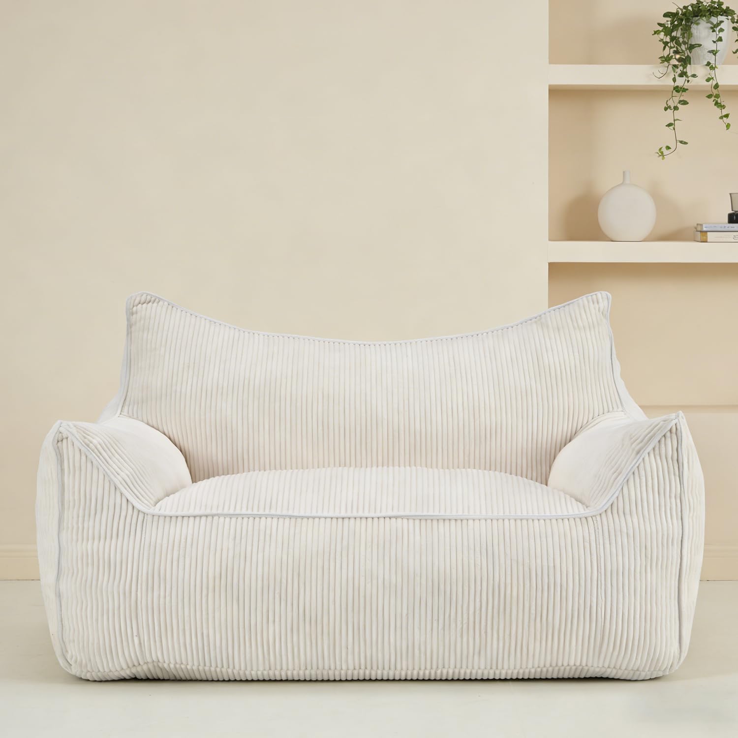 MOJAY Giant Bean Bag Chair, Oversized Plush Fluffy Lounge Chair with Filling, Comfy Stuffed Sofa with Backrest for Adults and Teens, Cozy for Gaming, Reading and Relaxing in Bedroom or Living Room