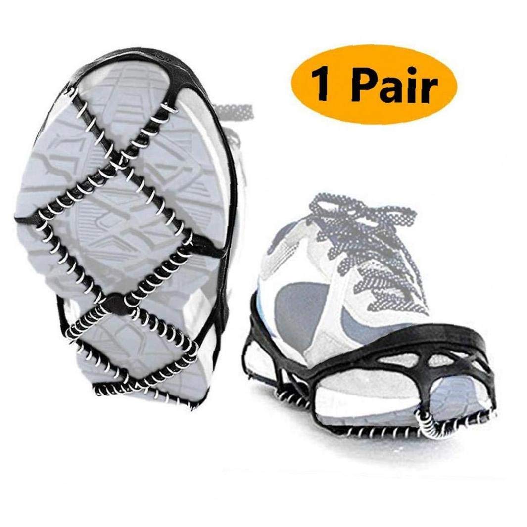 Crampons Ice Crampons Poignées de Traction Bottes de randonnée antidérapantes Chaussures avec Sangles en Caoutchouc Pointes en Acier Inoxydable pour Marcher sur la Neige et la glac