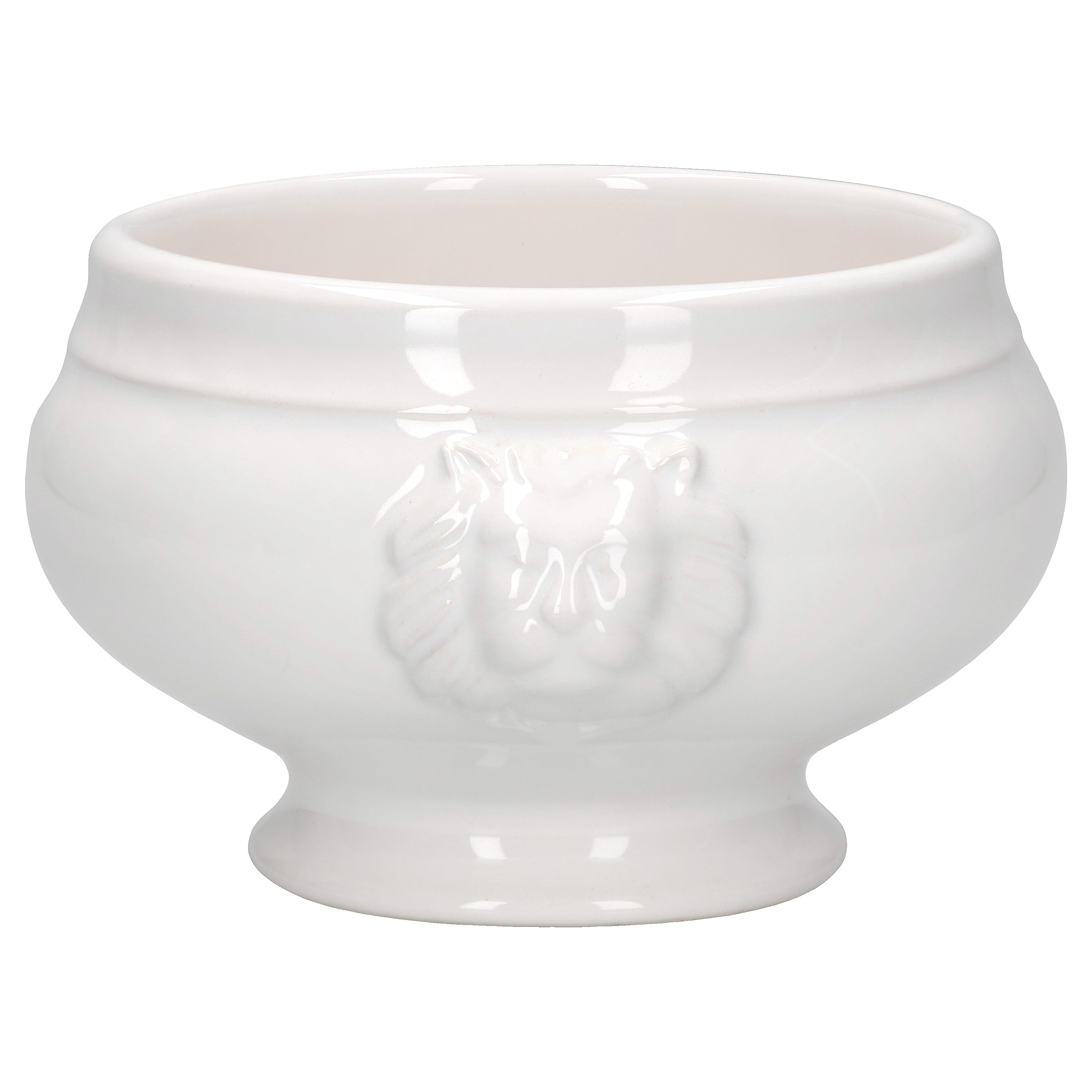 MamboCat Lot de 6 terrines LEO tête de lion I Petit – 250 ml I Pour 6 personnes I Tasses à soupe blanches 0,25 l I Soupières à soupe avec têtes de lion I Bol à soupe pour soupe de mariage, pois ou