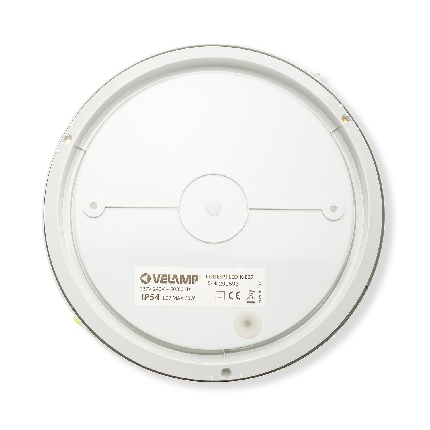 Velamp PTLEDIK-E27 Applique a Parete/plafoniera Tonda 27cm. in PC infrangibile IK10. Attacco E27, Compatibile LED, Max 60W. IP54: installabile all'Interno o all'Esterno. 60 W, Grigio