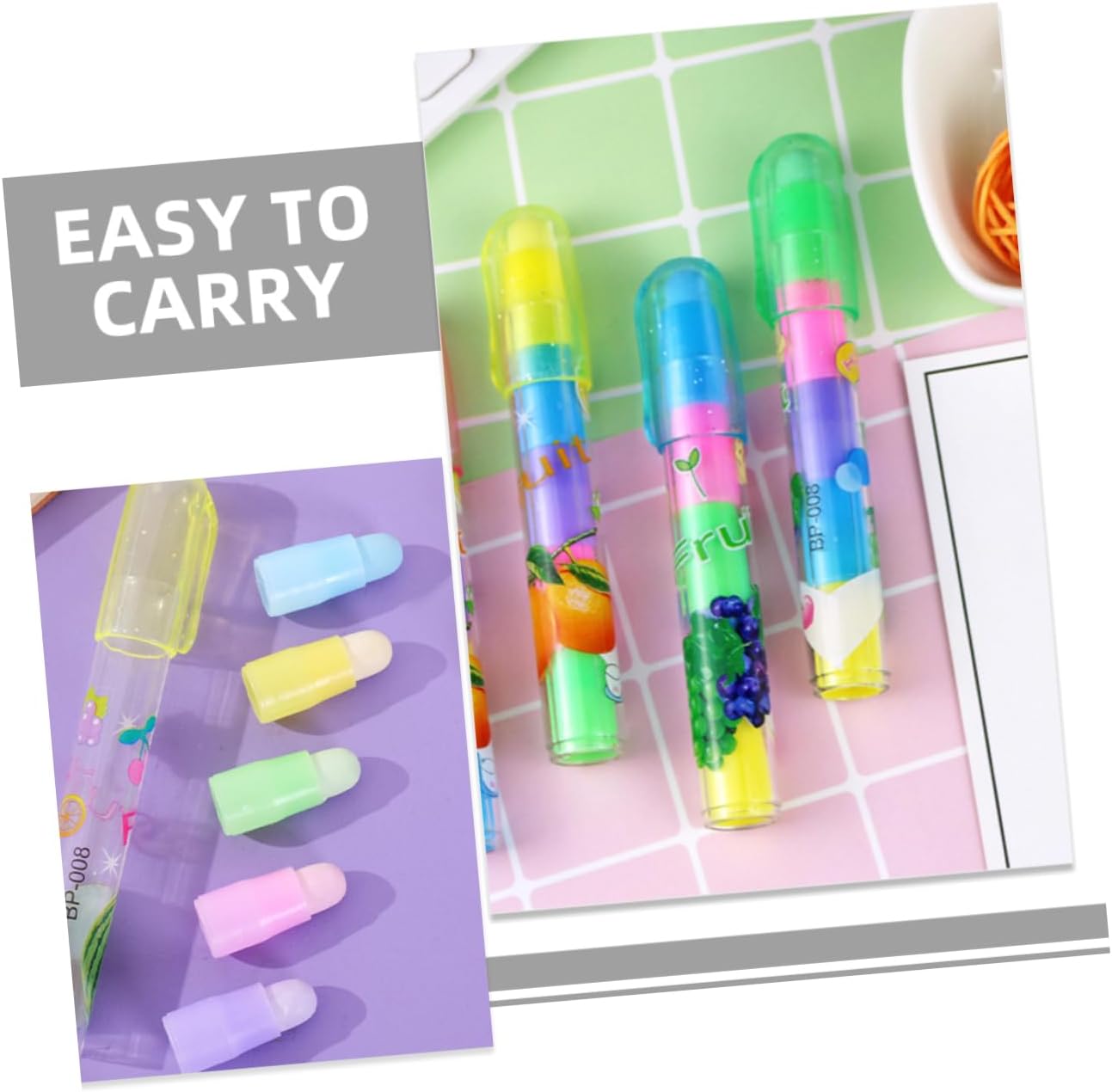 OSALADI Cute Fruit Shaped Erasers 36pcs Novelty Pencil Erasers Kawaii Drawing Accessories for Party Favors and Classroom