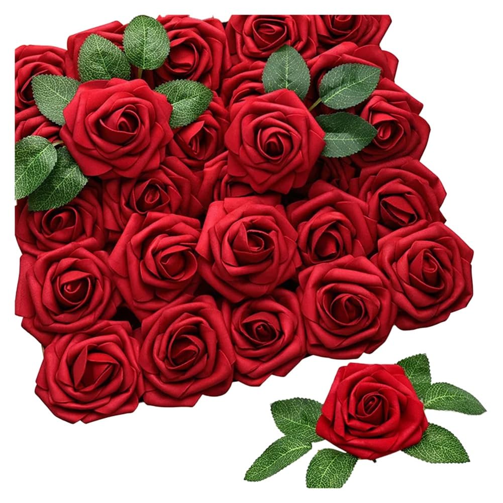 CTRLZS Artificial Roses Flowers Artificial Looking Roses Wedding Bouquets Centerpieces Bridal Shower Party Home Decor,D PE 25PCS