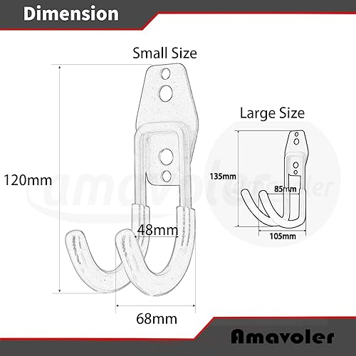 Miniatura 2 de Soporte de gancho para casco de montaje en pared, negro, 2 herramientas pequeñas de gancho curvado de hierro doble con tornillos de montaje. Un buen