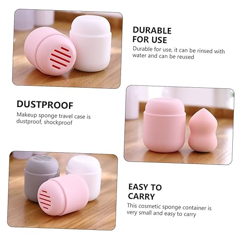 Miniatura 7 de Caja de almacenamiento de soplo de polvo, contenedores rosados, esponja de belleza, maquillaje rosa, portátil, esponjas para maquillaje, esponjas