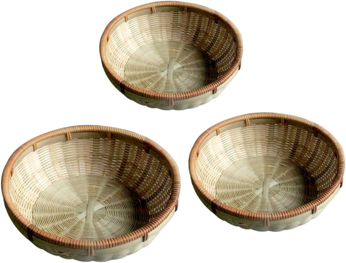 3pcs Bread and Fruit Storage Basket Set Drainage, Kitchen Bun and Vegetable Basket for Home Organization