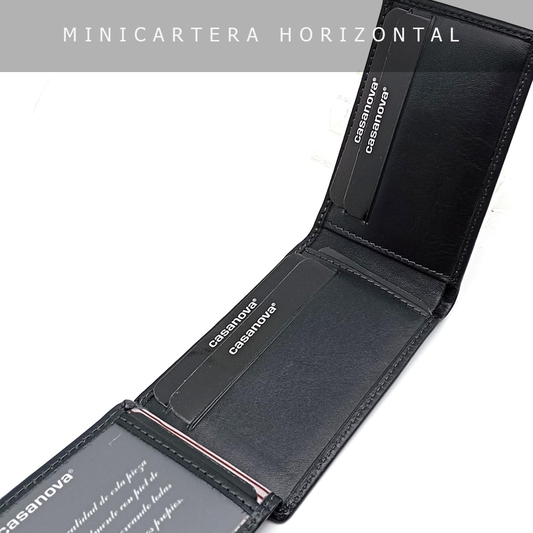 Mini Cartera Hombre Piel Americana SIN Monedero - RFID - 10076 Negro