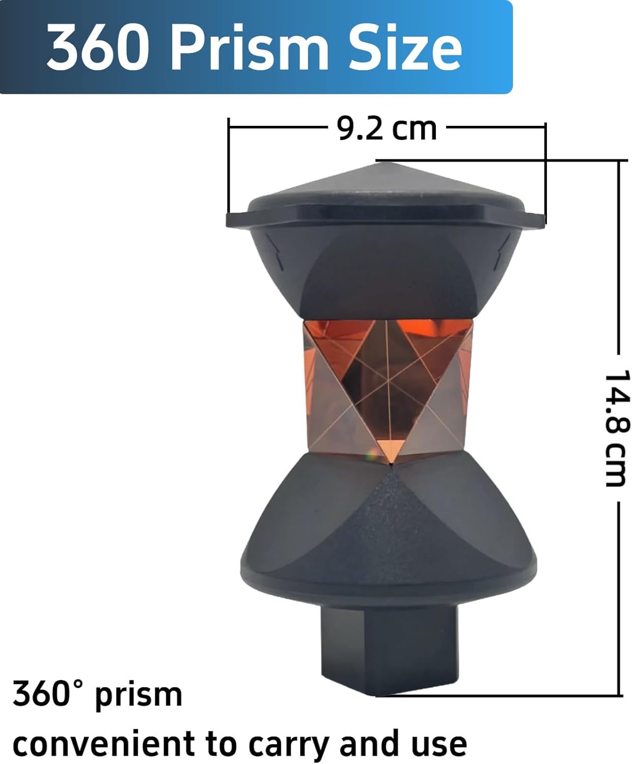 GRZ4 Replacement 360 Degree Optical Surveying Prism Reflector Compatible with Leica Style Robotic Total Station with Adapter(Copper Coated & Silver Coated)