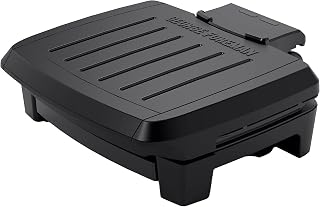 George Foreman Fully Submersible Dishwasher Safe Indoor Grill - Easy Clean Nonstick, 4 Servings, Black/Grey