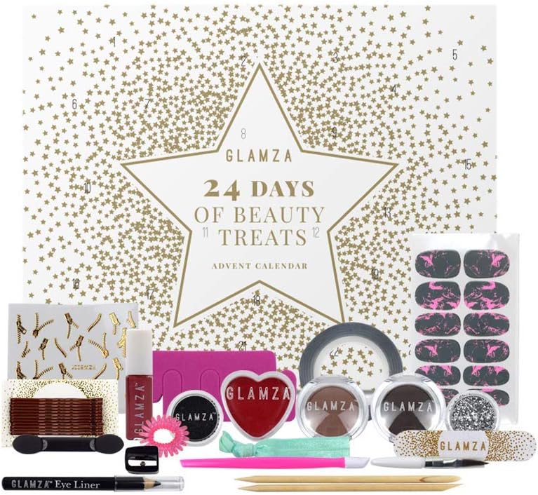 Beauty Advent Calendar 2020 GLAMZA 24 Days of Beauty Treats Makeup Advent Calendar For Women & Girls - Includes Wide Range of Gifts for Her Including Nail, Lips, Eye and Hair Care