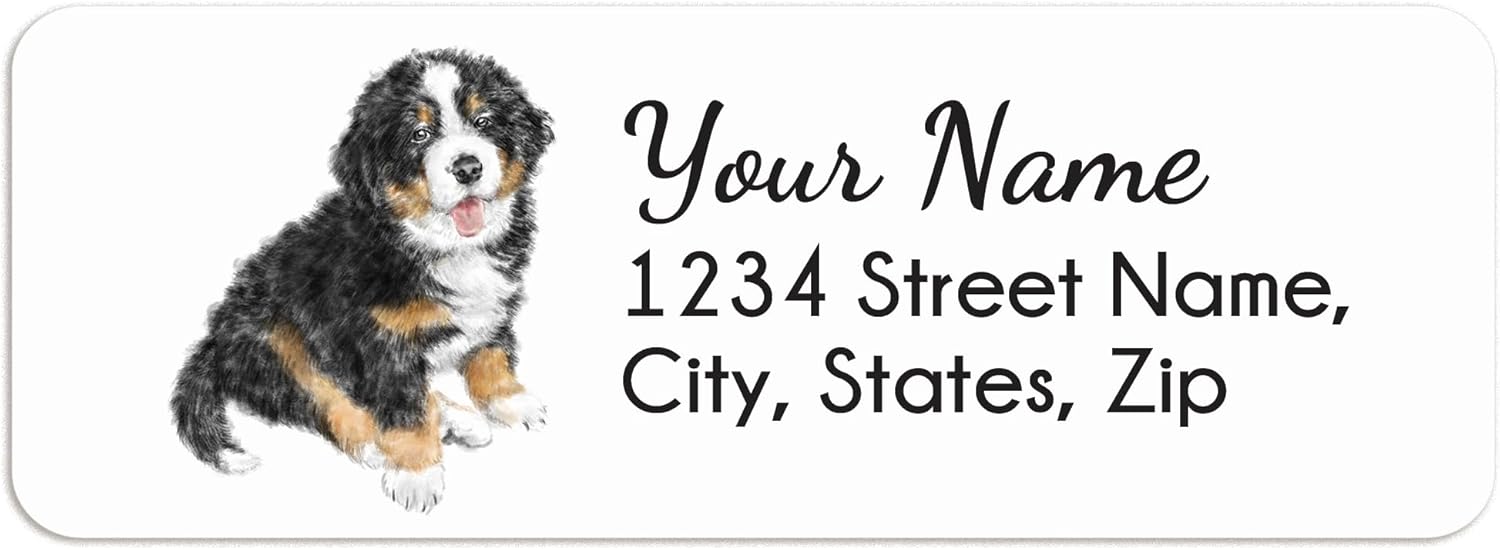 Bernese Mountain Dog Address Labels, 120 Pcs Personalized stickers with your name and address, Dog Dad or Mom Gift, Self- Adhesive Sticker (Bernese Mountain Puppy)