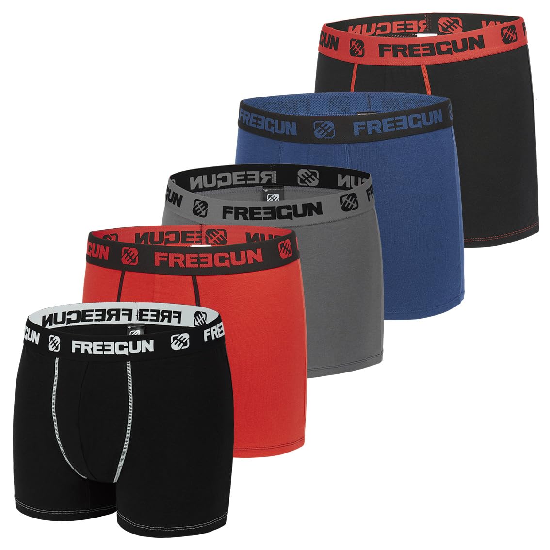 FREEGUN Pack Surprise Boxer Enfant Durable, Modèle Aléatoire, Maintien Anti-Glisse, Peaux-sensibles et Hypoallergénique (Lot de 5)