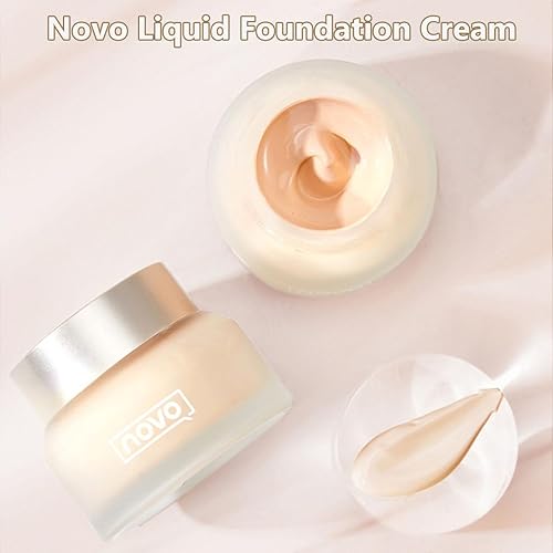 Novo Liquid Foundation Cream, Novo Concealer Face Foundation Base Cream Makeup Powerful Concealer Full Coverage Waterproof Long-Lasting Concealer Moisturizing Liquid Foundation (ivory white)(natural color)