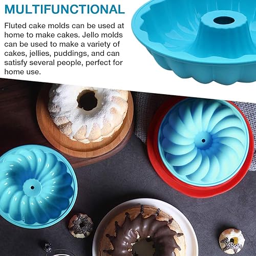 Miniatura 4 de Alimat PluS Molde de silicona para tartas de 9 pulgadas, molde redondo acanalado para pastel, molde de silicona para hornear moldes para gelatina,