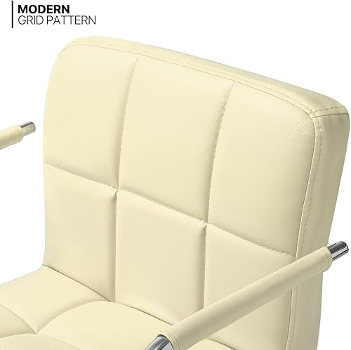 Miniatura 28 de MoNiBloom Juego de 2 taburetes de bar ajustables con reposabrazos con respaldo cuadrado, modernos taburetes de bar giratorios con reposapiés para