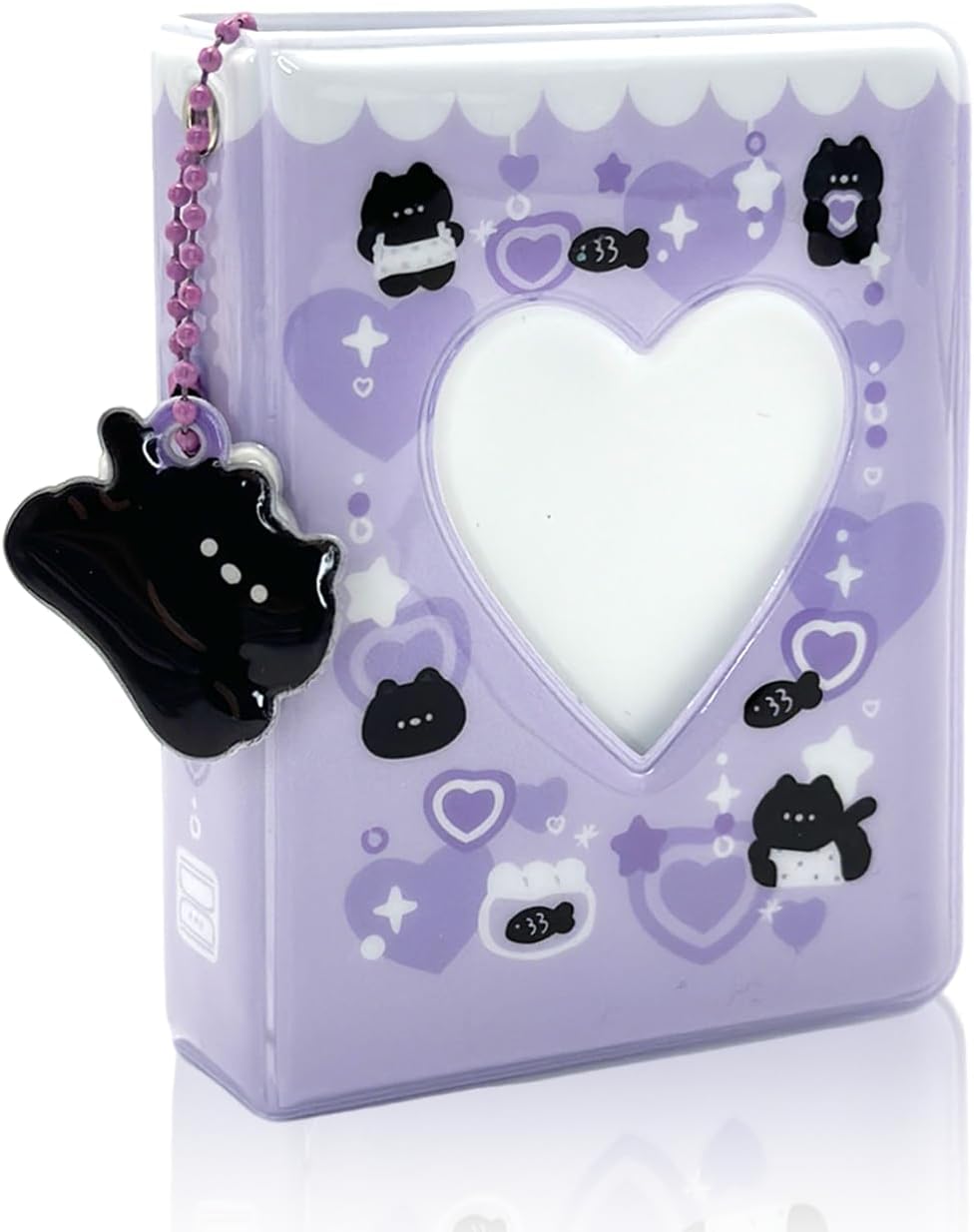Mini Photo Album for Fujifilm Instax Mini Film, Ideal for Polaroid 2x3 Photos, Kpop Photocard Binder with Heart Cutout Cover, Hanging Hole for Pendant, 40 Pockets, 6 Styles, Pocket-Size Album (Purple)
