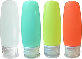 VANIYA 100ml Travel Bottles for Toiletries, Silicone Travel Bottles for Toiletries, Refillable Travel Toiletries, Leak Proof Refillable Squeezable Containers (4 Pack)