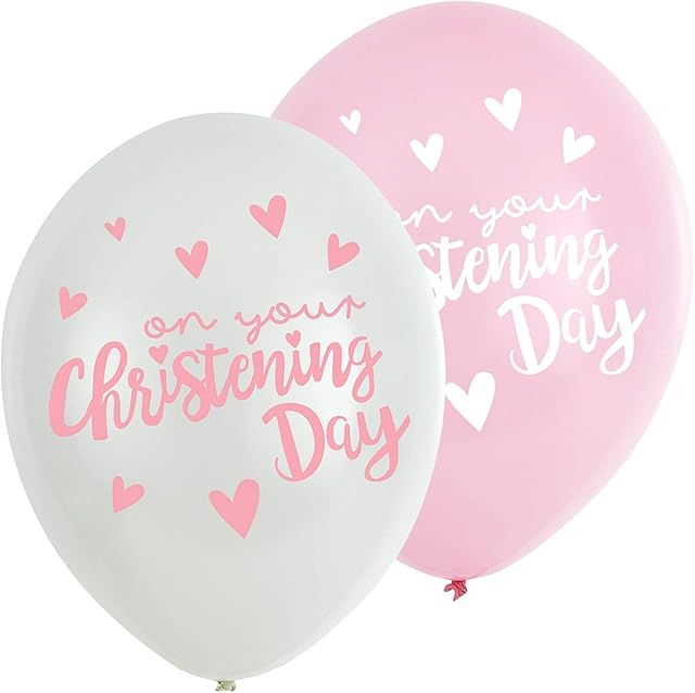 amscan Pink Christening Church Latex Balloons 27.5cm-6 Pcs