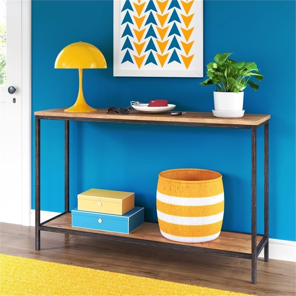 Nolan 2-Tier Console Table, Narrow Hallway Storage Shelves, Modern ...
