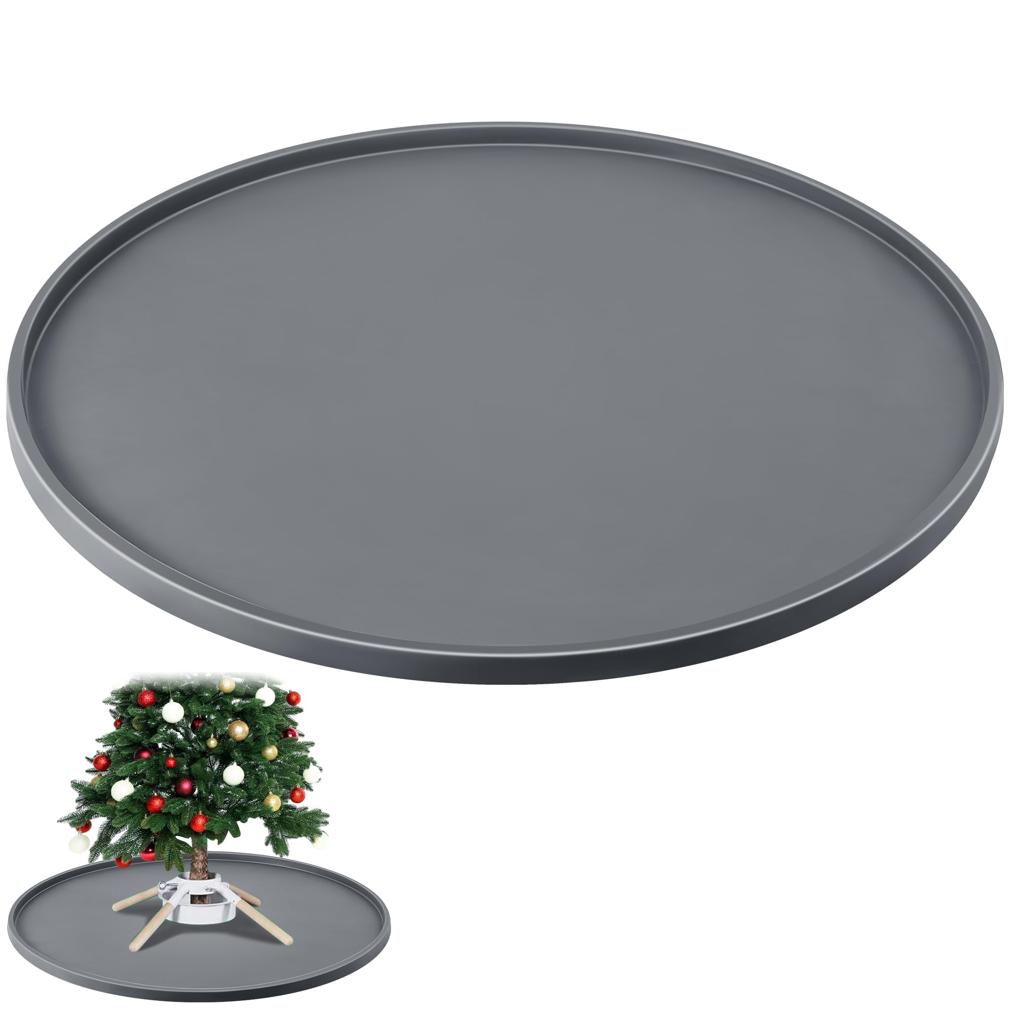 31 Inch Silicone Christmas Tree Mat, Heavy Duty Christmas Tree Floor Protector, Waterproof Under Floor Pad for Xmas Stand, Xmas Floor Mat(Grey)
