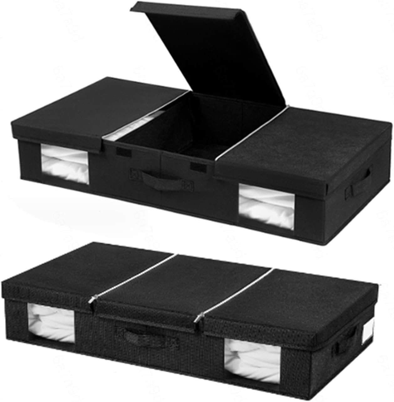 Underbed Storage Container Bags with Handle, 2 Pack Foldable Underbed Storage Bins Drawer Organizer for Organizing Clothing, Blankets, Shoes, Pillows