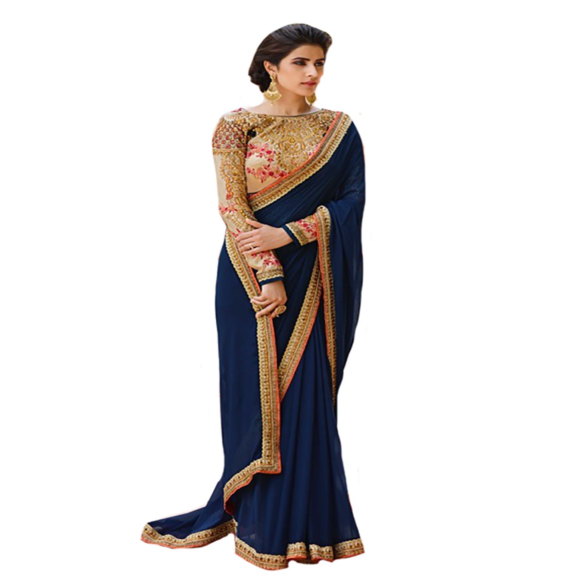 Sari pour mariage indien tenue de fête en Georgette fluide et élégante