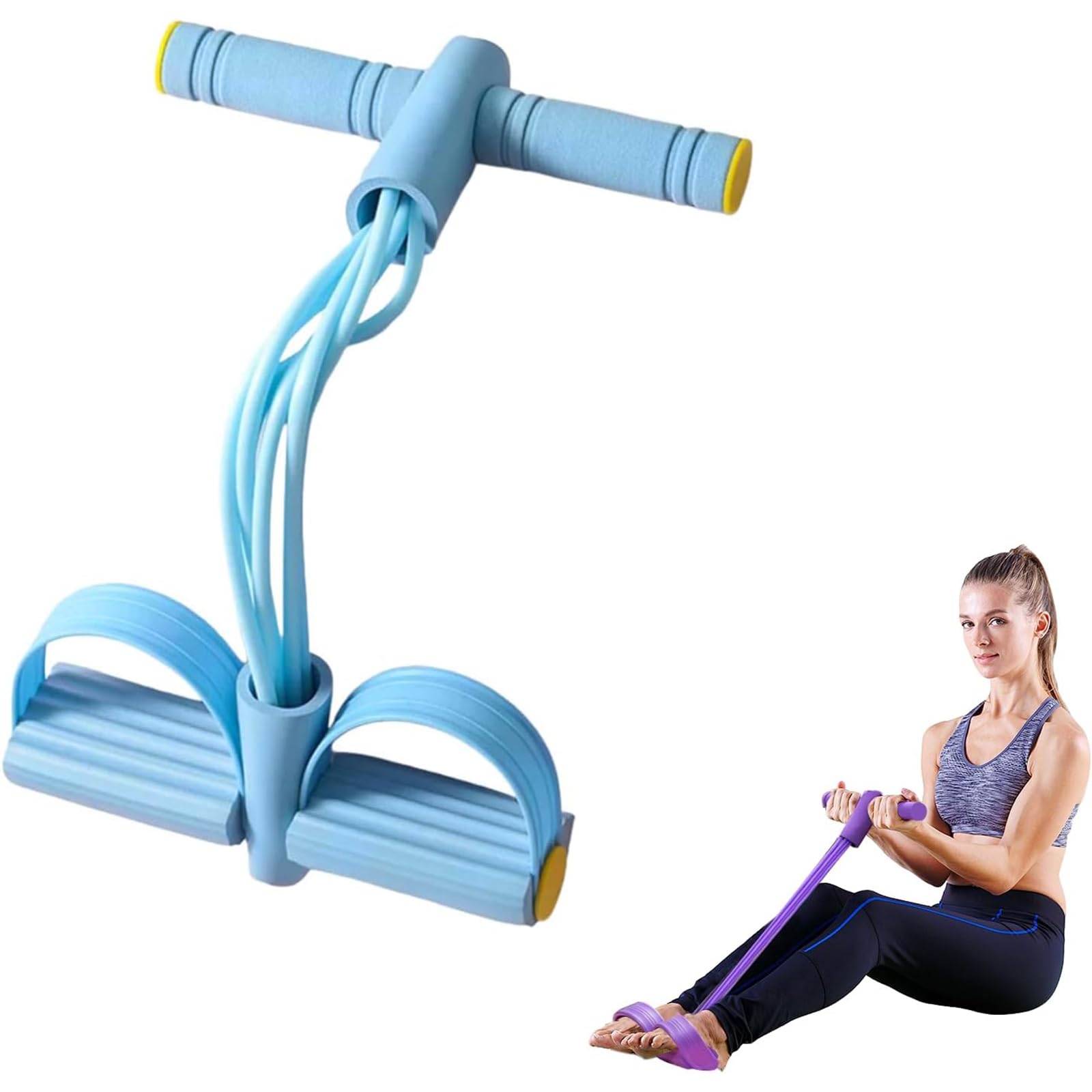 Multifunction Pedal Resistance Band with Handles - Sit Up Pull Rope for Full Body Workout, Home Gym Training, Yoga, and Pilates | Abdominal, Leg, Arm, Waist Toning & Slimming Equipment (Blue)