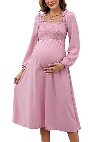 BeautyNee Womens Maternity Dress for Photoshoot Baby Shower Flutter Strap