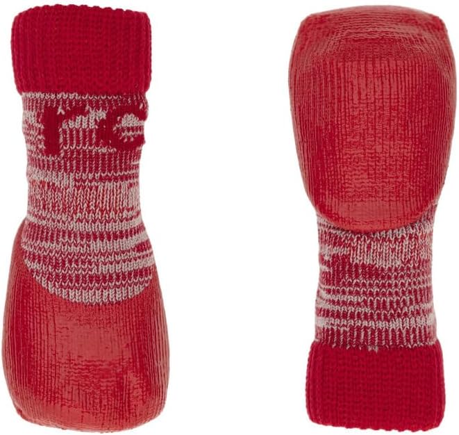 RC Pet Products Sporty PAWks Anti-Slip, Stylish, Functional, Protective Dog Socks | XX-Small, Red Heather