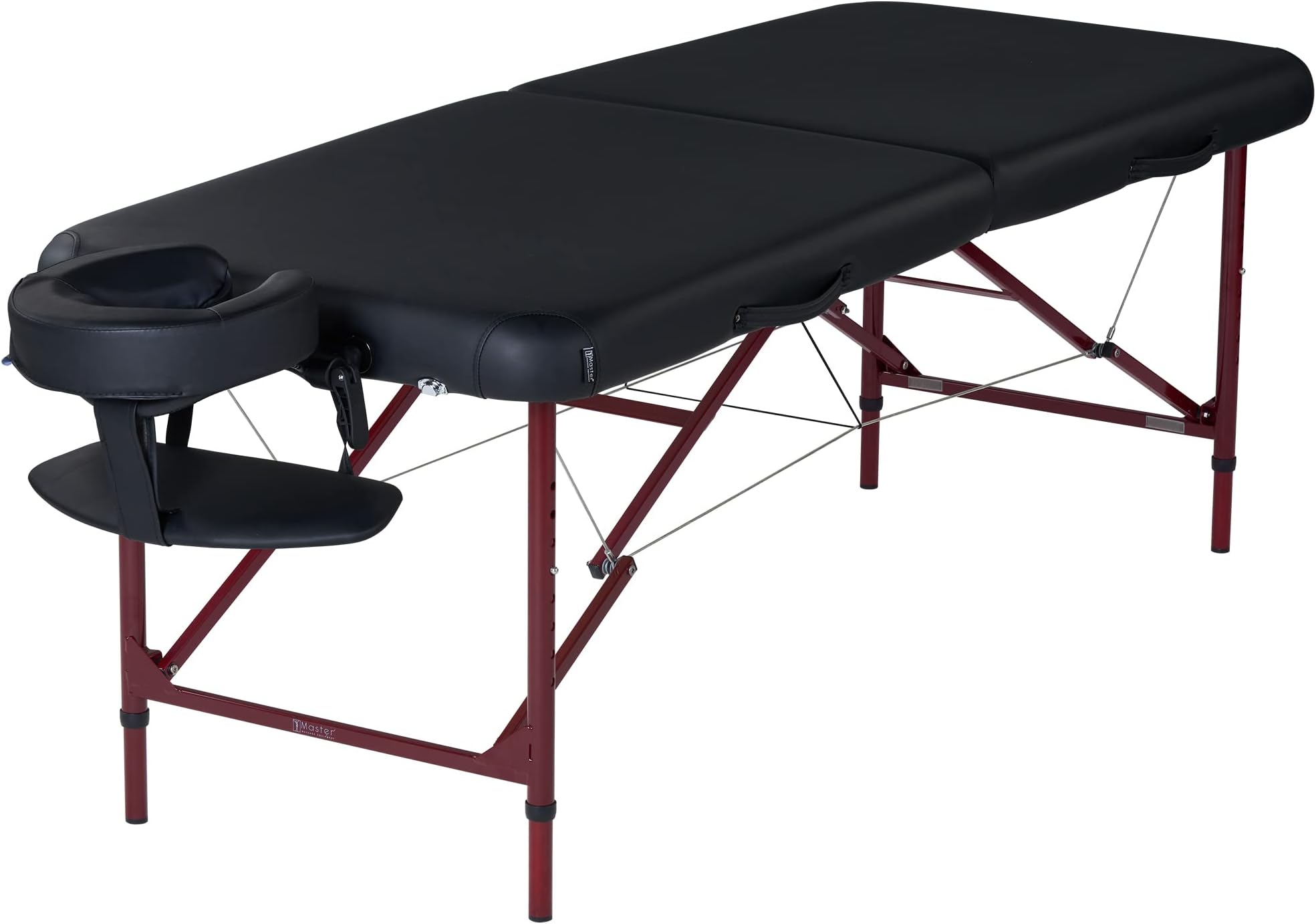 Master Massage 70cm Zephyr Lightweight Portable Massage Table Package - Ideal for Tattooing and Spa Treatments (Black, Maroon)