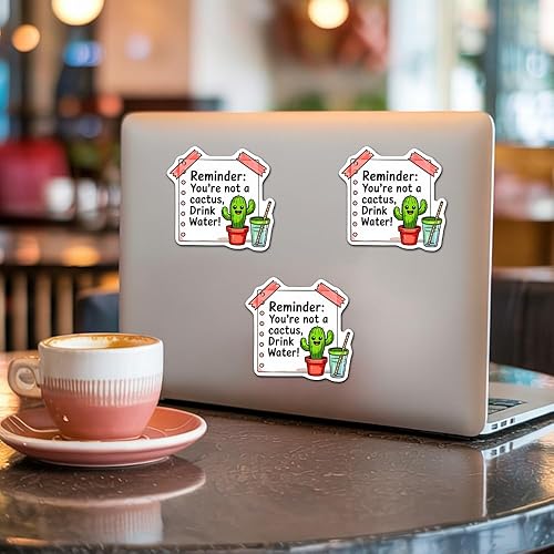 Miniatura 3 de (3 piezas) Recordatorio de que no eres un cactus para beber agua, divertida hidratación, cita motivacional, calcomanías de vinilo para laptop, vaso