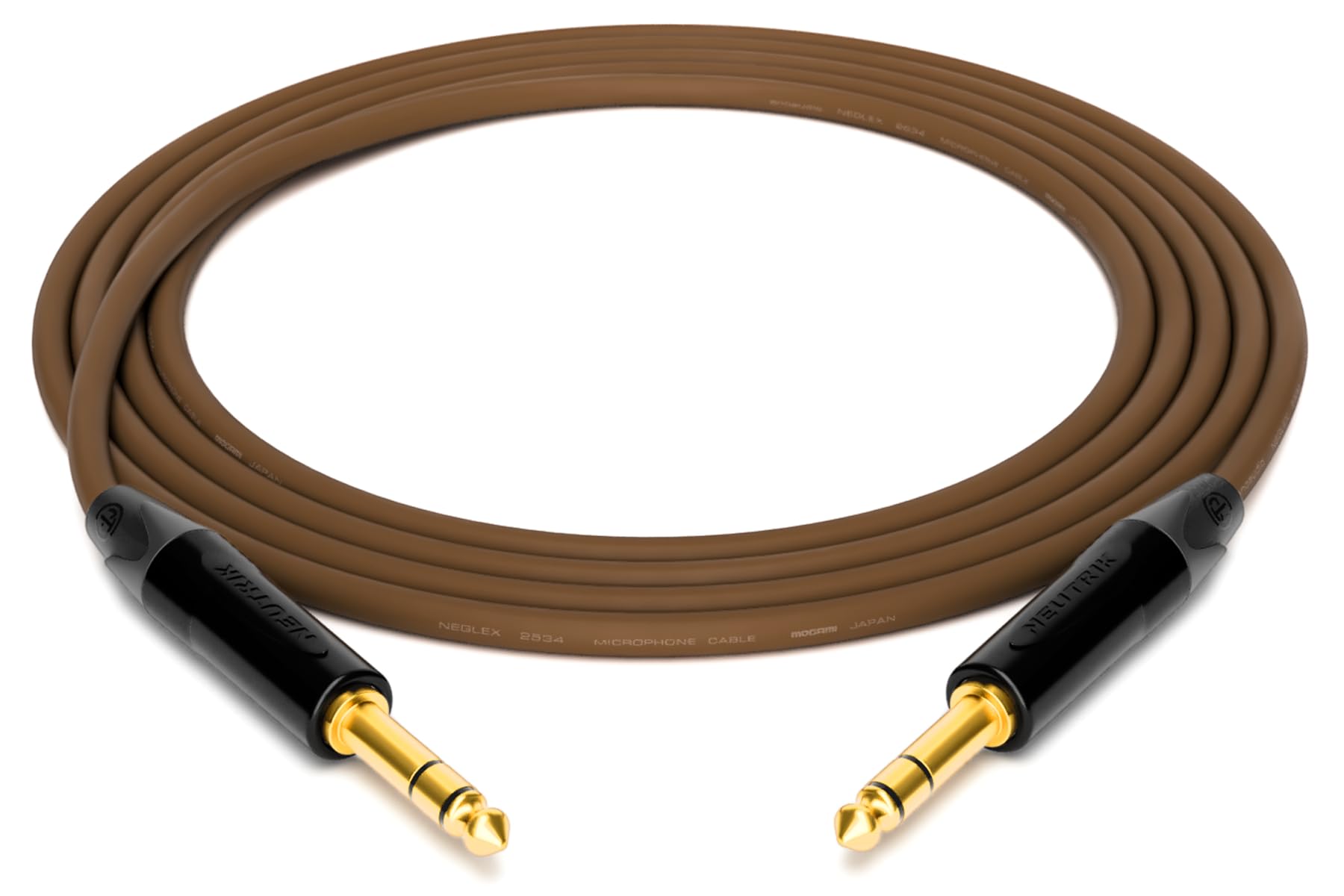 enoaudio Mogami 2534 Quad Professionel Studio kabel, symetryczny, Neutrik Gold 6,3 mm TRS jack | HiFi, brązowy, 5,0 m