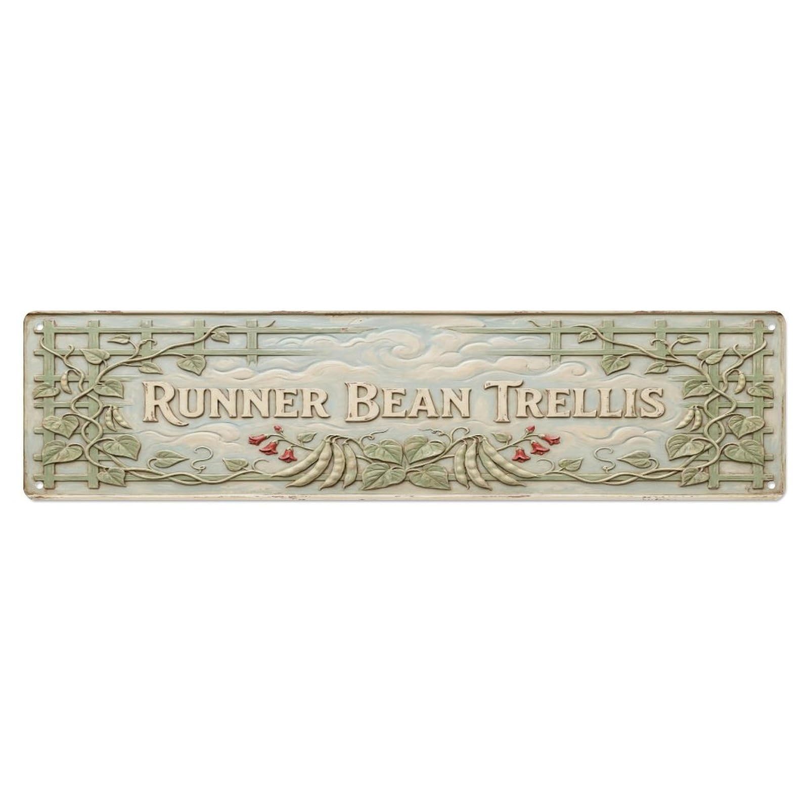 Fqcyn Style Metal Tin Sign Vintage Cottagecore Garden Runner Bean Trellis