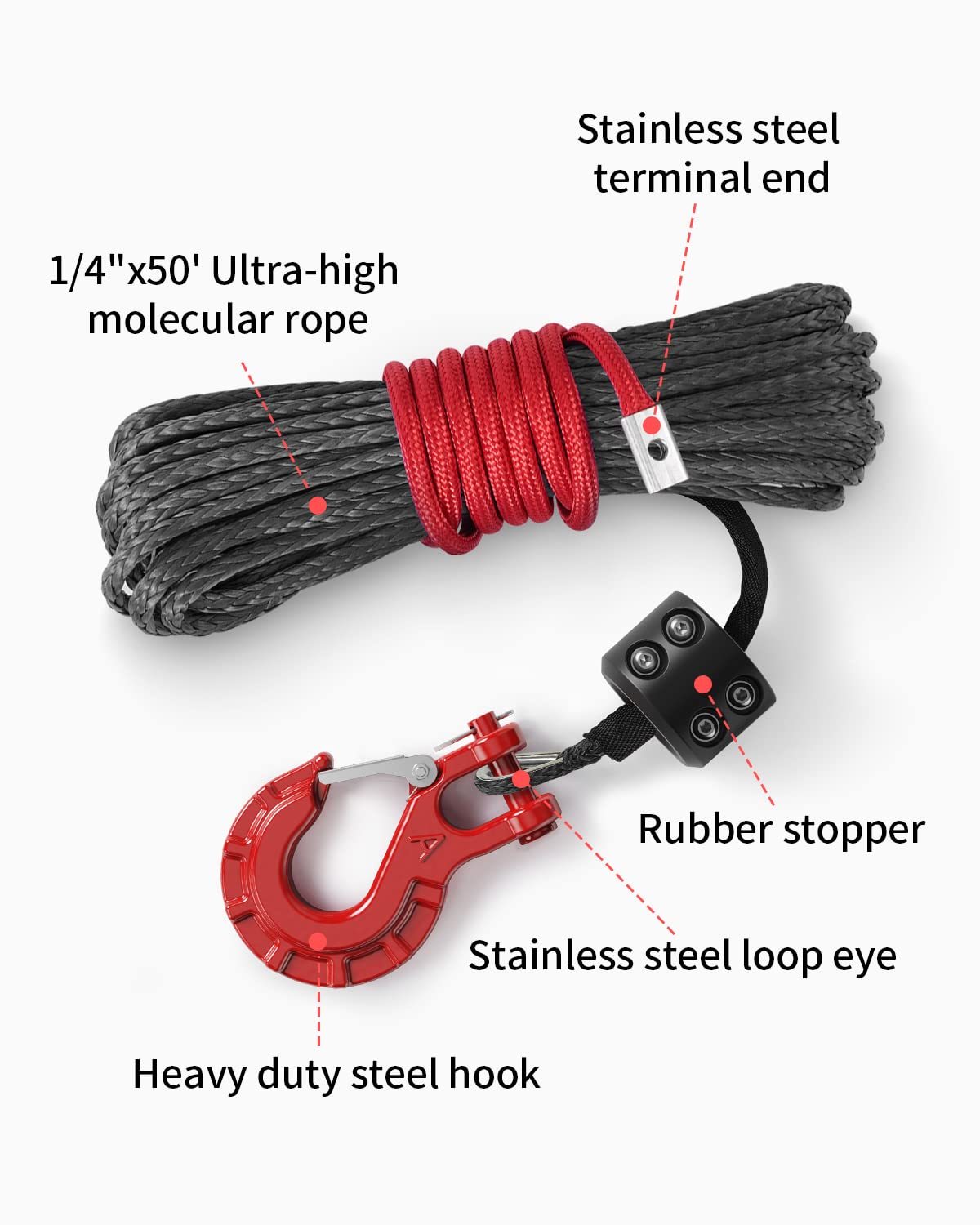 ATV UTV Winch Rope Kolvoii 1/4