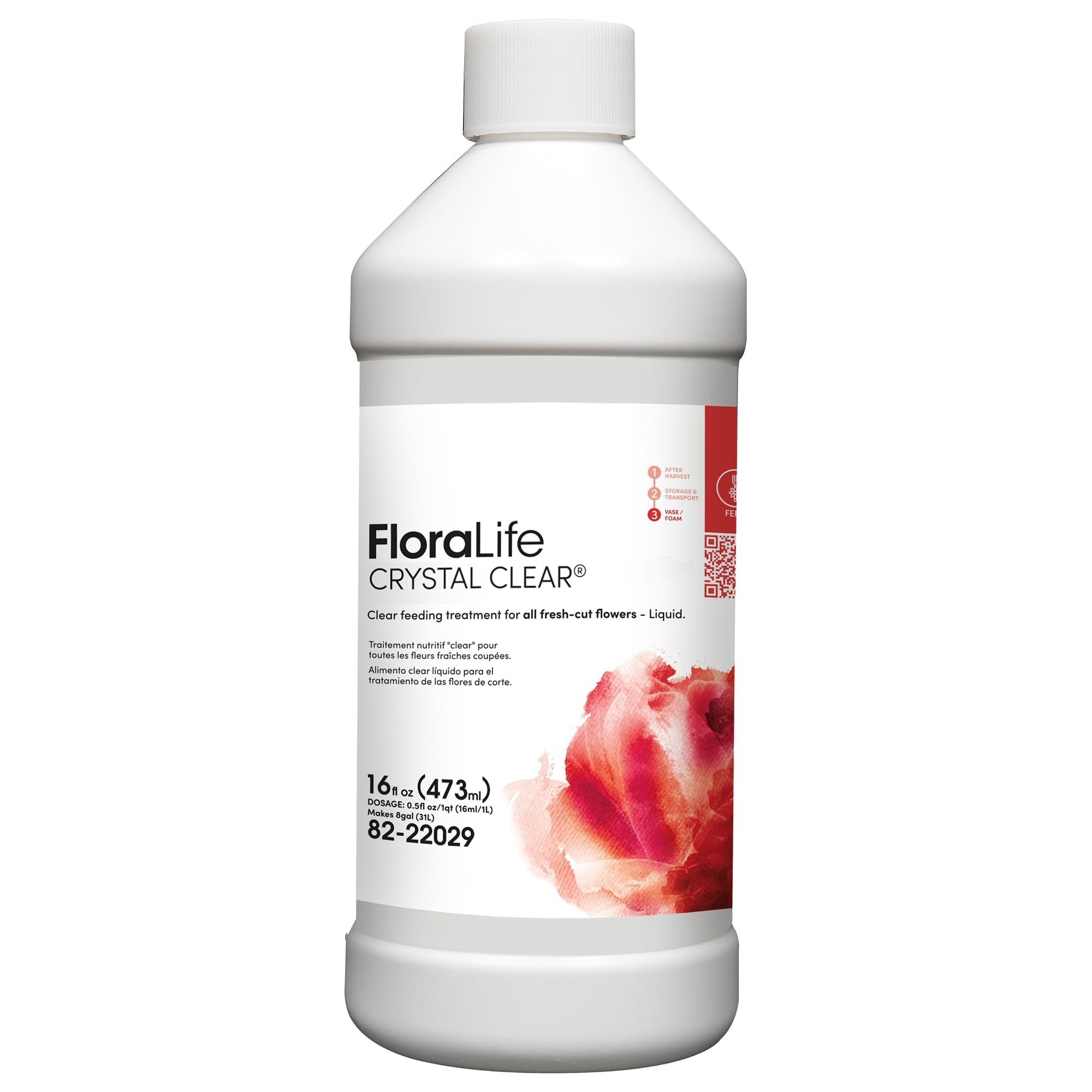 82-22020 Floralife Crystal Clear Flower Food 300 Liquid, 500 ml/1 pt