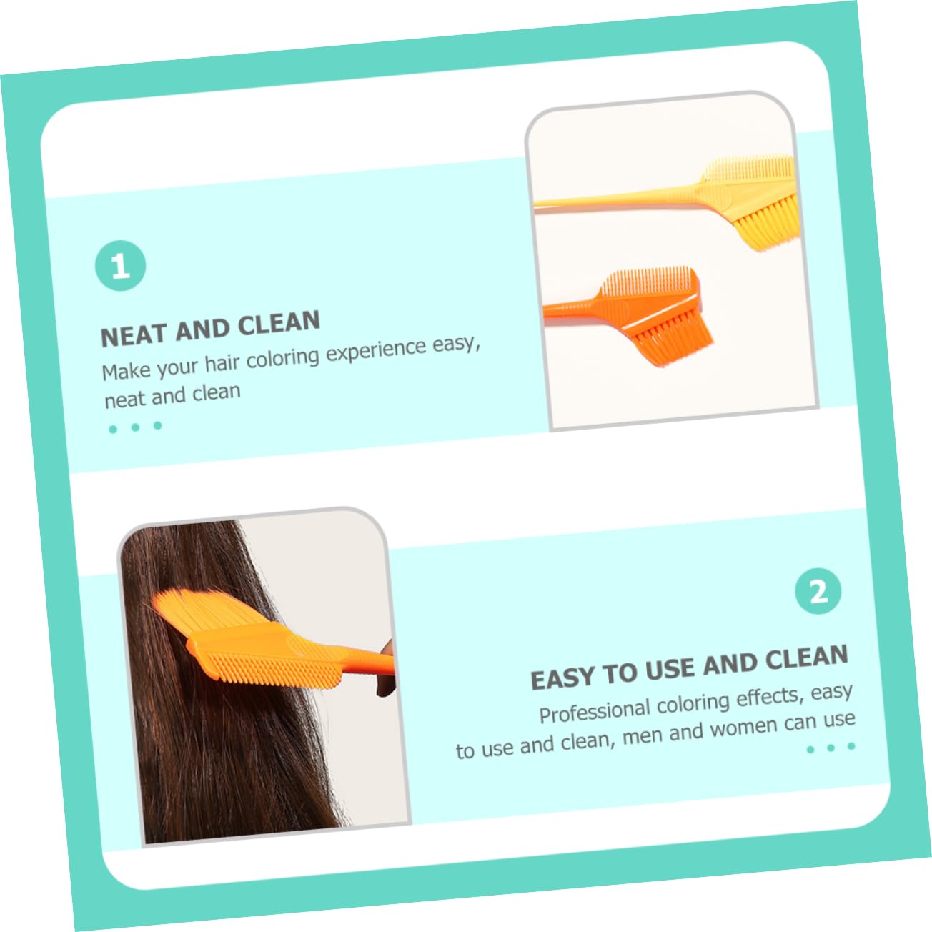 GALPADA 3pcs Dual-Sided Hair Tint Brush Set Hair Dye Applicator Tool for Salon Use Coloring Comb Fine Tip for Precise Application