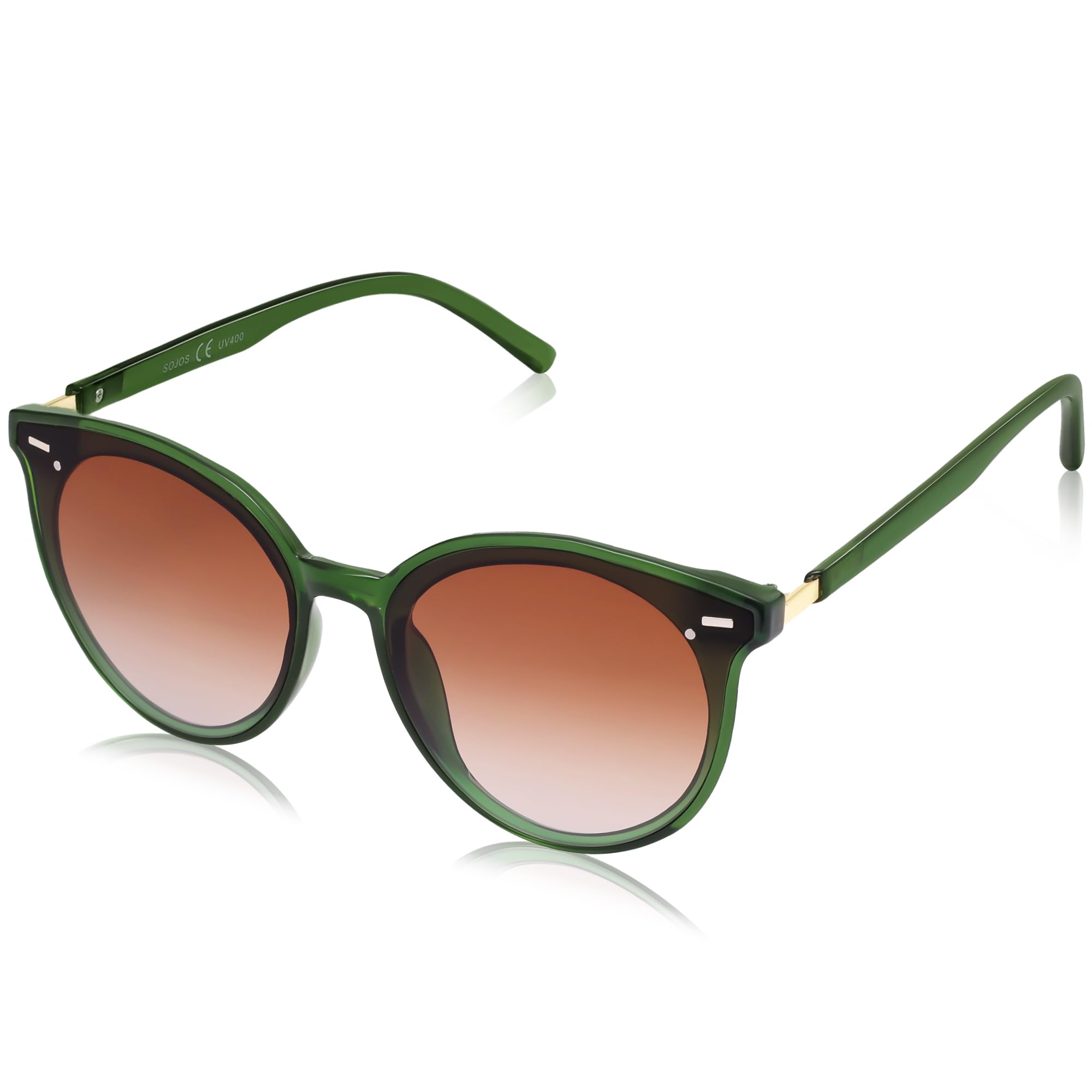 SOJOS Classic Round Sunglasses for Women Men Retro Vintage Large Plastic Frame BLOSSOM