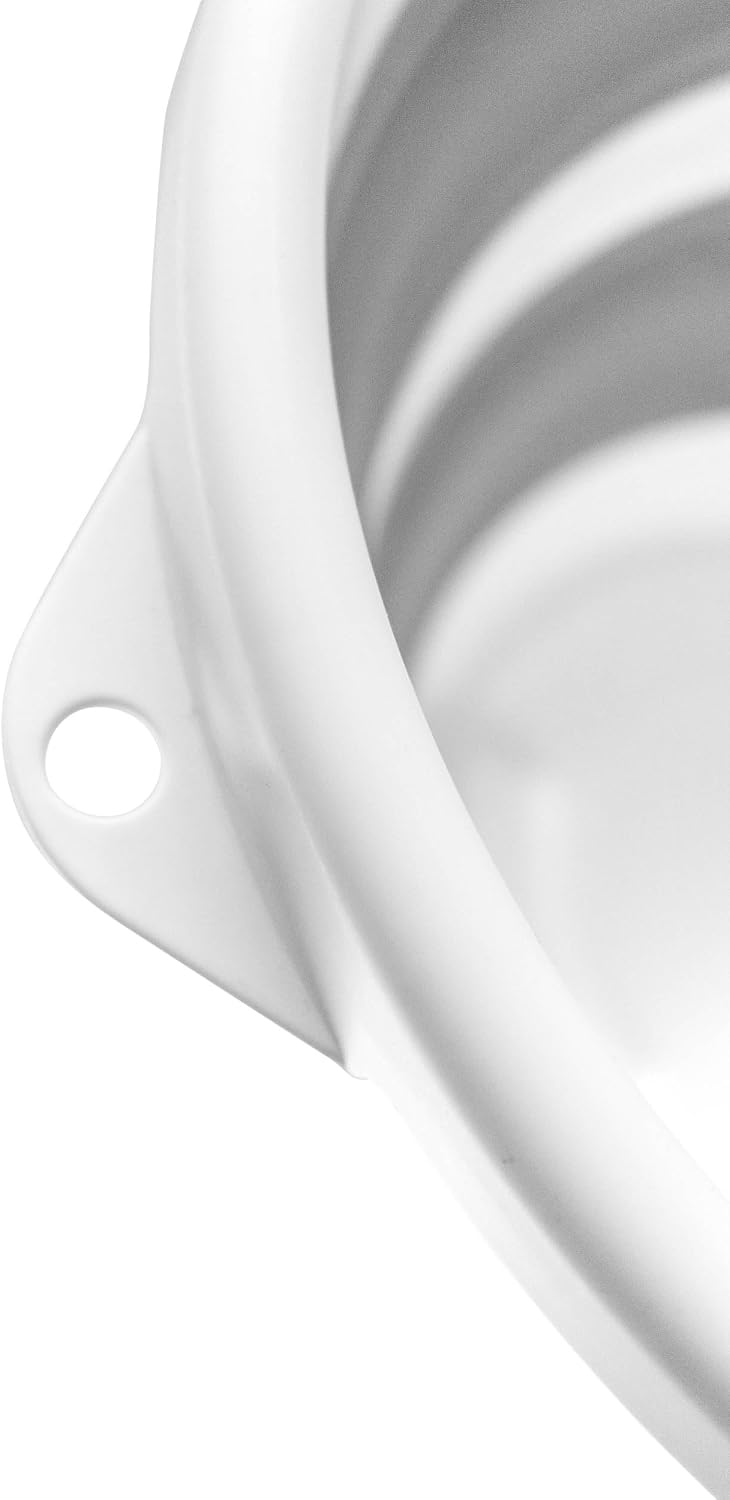 Powermaid Balde Retrátil de Silicone com Alça Dobrável Multiuso - 10 Litros - Branco e Cinza