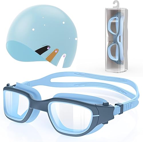 Miniatura 12 de Kids Swim Goggles with Silicone Swim Cap, Swimming Goggles Cap Set for Kids 6-14, Anti-Fog Anti-UV for Boys Girls Casquillo blanco/rosa+rosa,Gorra