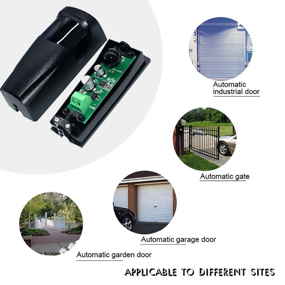 Sensor de haz de seguridad infrarrojo inalámbrico para puerta de garaje automática, impermeable IP55, distancia de detección de 5-15 m, funciona con pilas (2 AAA), con función de autodetección