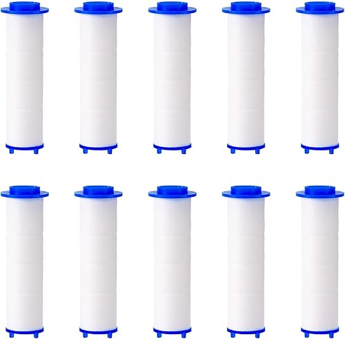 10 filtros de cabezal de ducha, 2.95 x 0.95 pulgadas de algodón PP para cabezal de ducha de repuesto de cartucho de repuesto