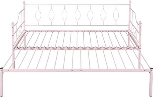 Miniatura 6 de SIYSNKSI Sofá cama de tamaño individual con cama nido marco de cama de metal con listones sofá cama para sala de estar habitación de invitados