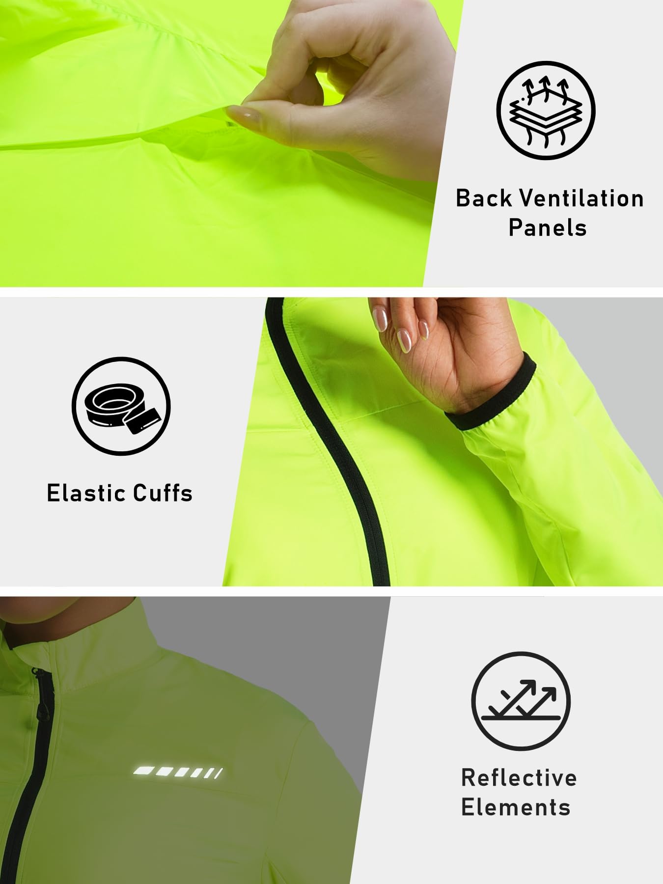 Przewalski Chaqueta cortavientos para mujer, ligera, resistente al viento y al agua, reflectante, con cremallera completa, 2 bolsillos con cremallera, para correr, ciclismo y senderismo