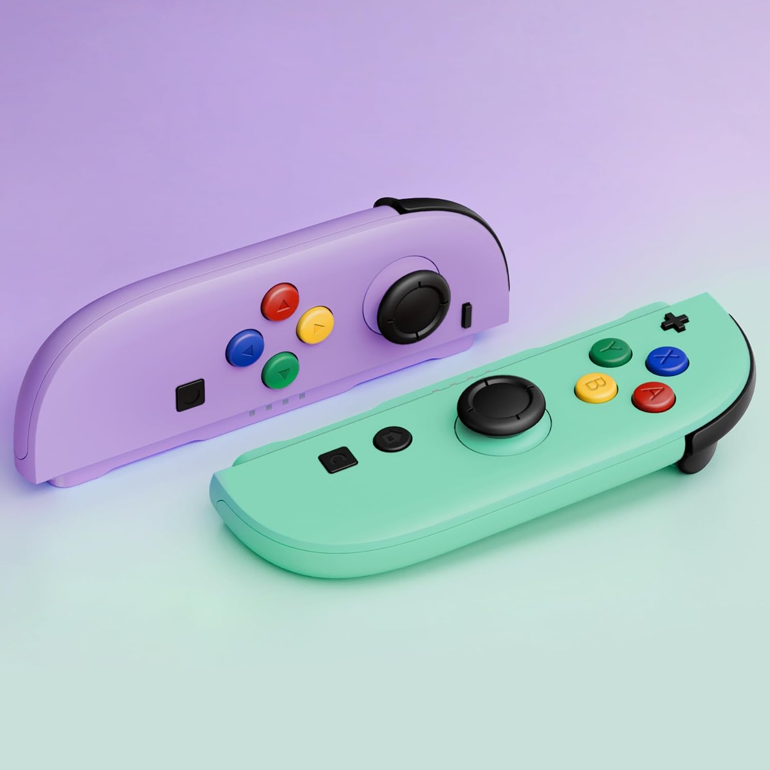 eXtremeRate Replacement Shell Buttons for Joycon 2, Custom Housing Faceplate Case + Decorative Strips + ABXY Direction Keys Tools for Nintendo Switch 2 Controller - Purple & Green - Essence Version